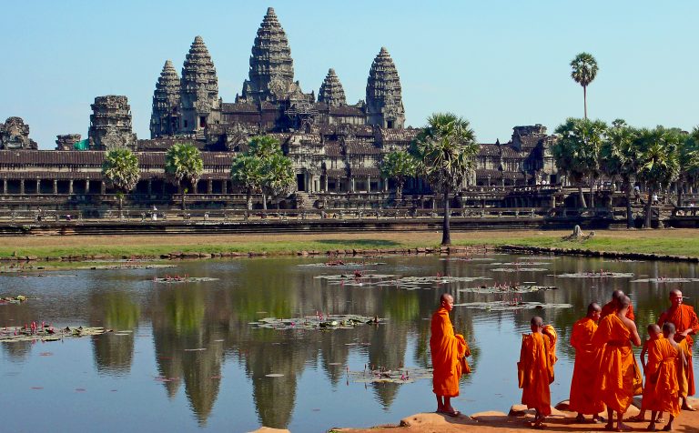 Monks at Angkor Wat Siem Reap Cambodia