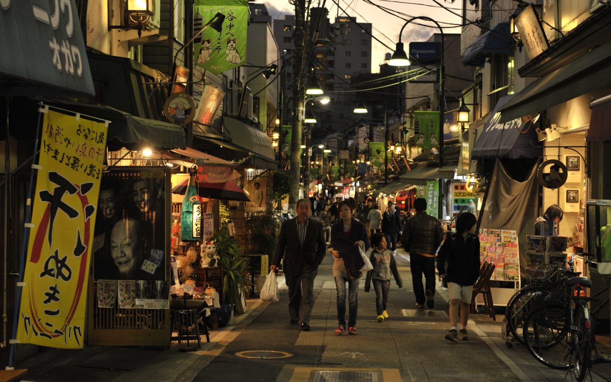 night street shopping people tokyo japan