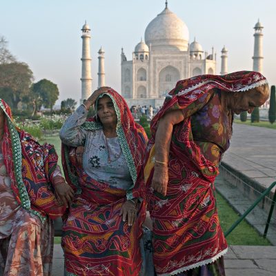women red taj mahal agra india